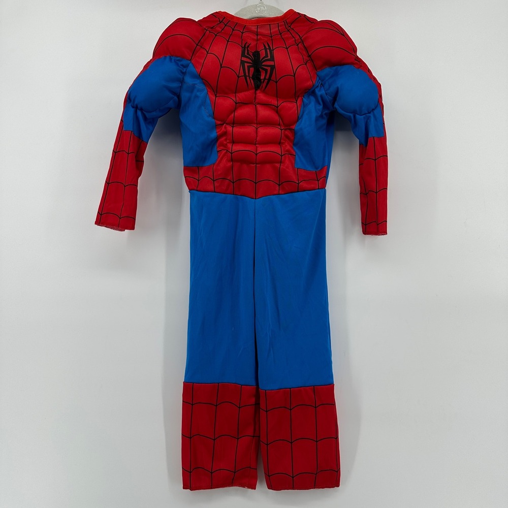 Marvel Spider-Man Muscle Costume Toddler 3-4 Red Blue Bodysuit Mask 2pc Set